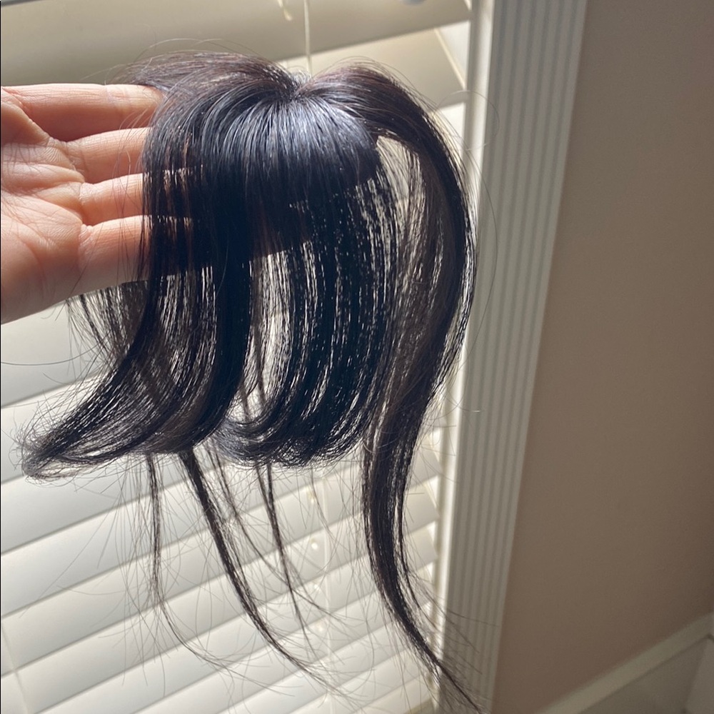 Human hair clip bangs topper